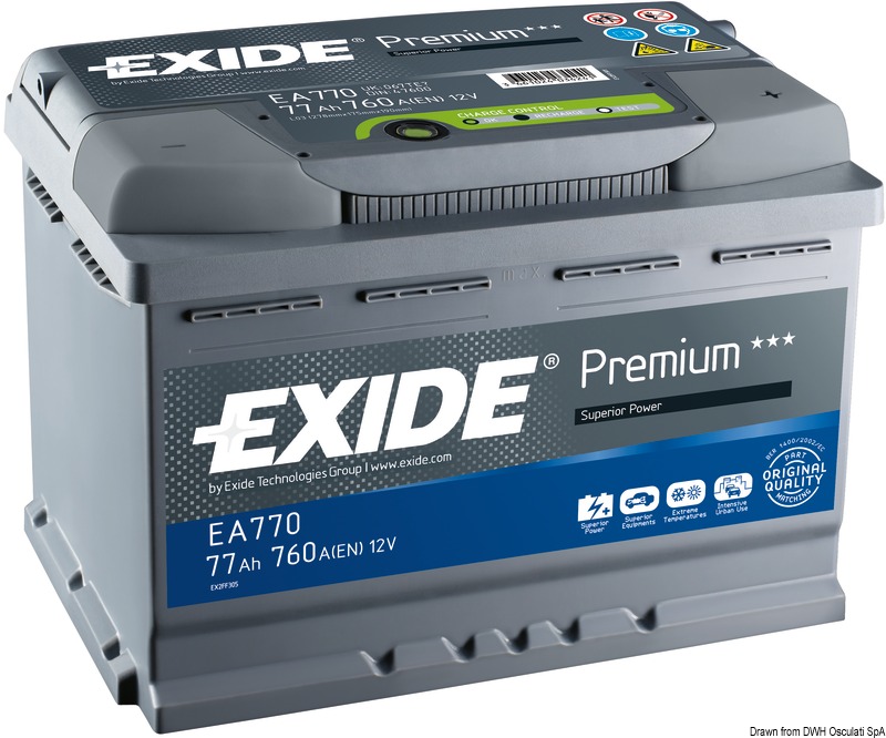 Exide EA770 Premium Car Battery, 77Ah/760A, 12V : : Automotive